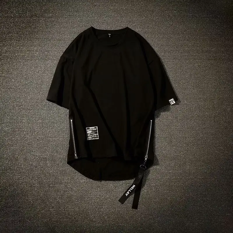 Black Zipper T-Shirt for Men 2022 Style - Image 2