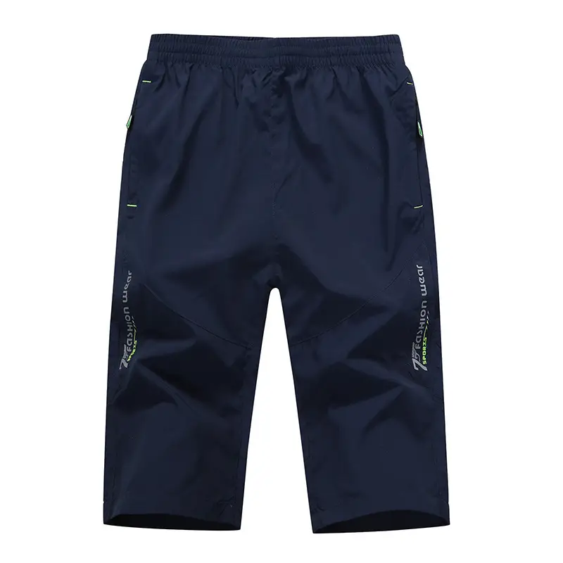 Men's Navy Blue Breathable Cropped Shorts Large Summer Wear - Image 9
