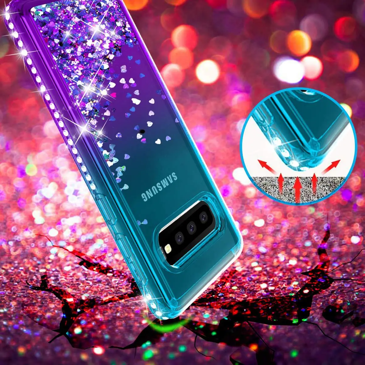 Samsung S24 Ultra S10 Plus Phone Case Gradient Liquid Sand Anti-Drop — feature 6