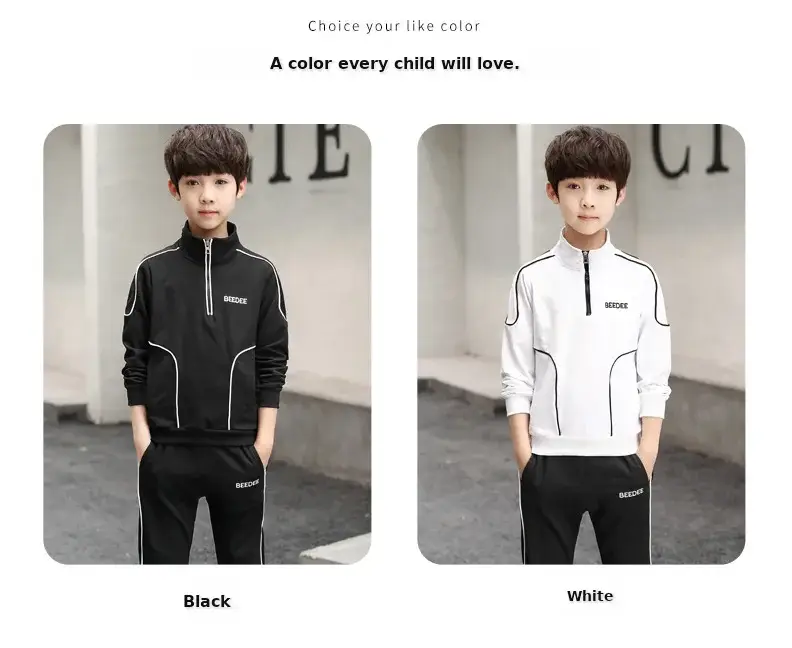Kids Boys Track Suit Black White 2025 Korean Style — feature 7
