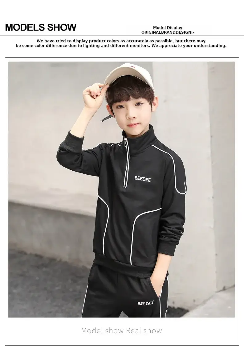 Kids Boys Track Suit Black White 2025 Korean Style — feature 8