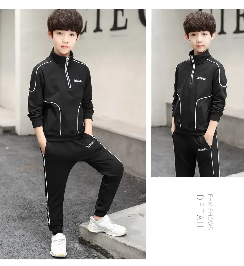 Kids Boys Track Suit Black White 2025 Korean Style — feature 9