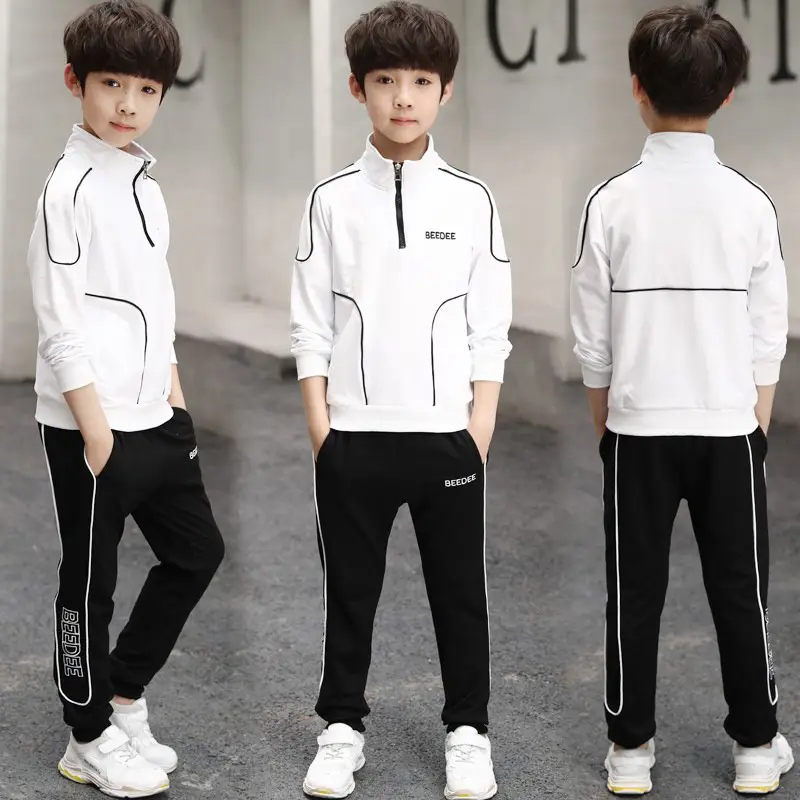 Kids Boys Track Suit Black White 2025 Korean Style - Image 2