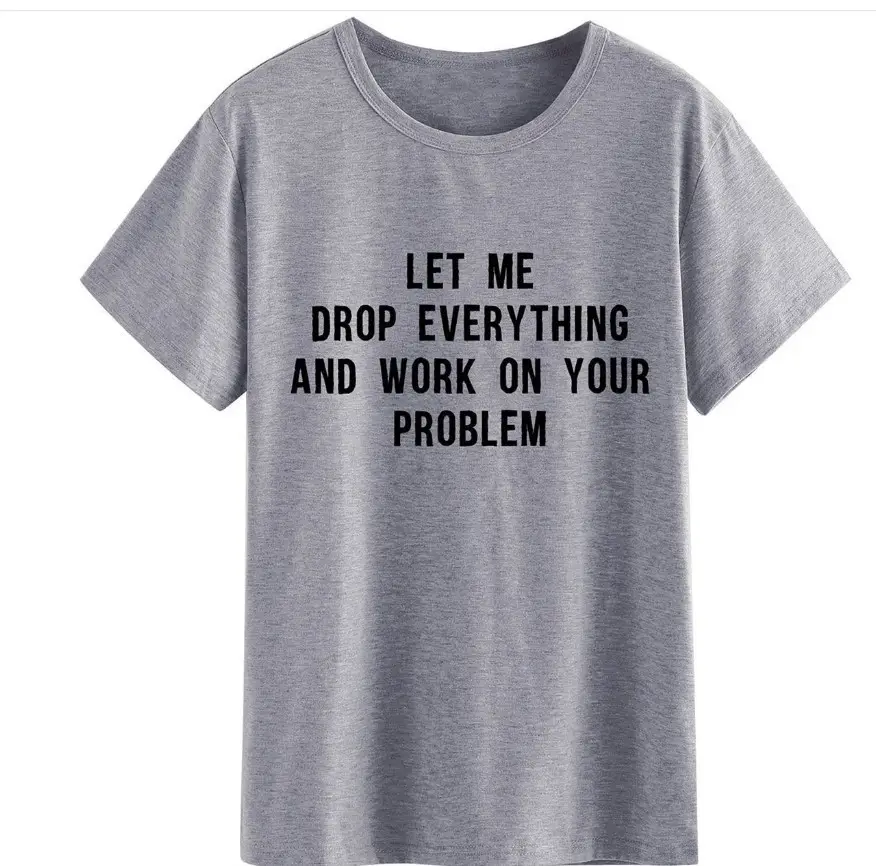Gray Graphic T-Shirt Short Sleeve "Drop Everything" Design - Image 1