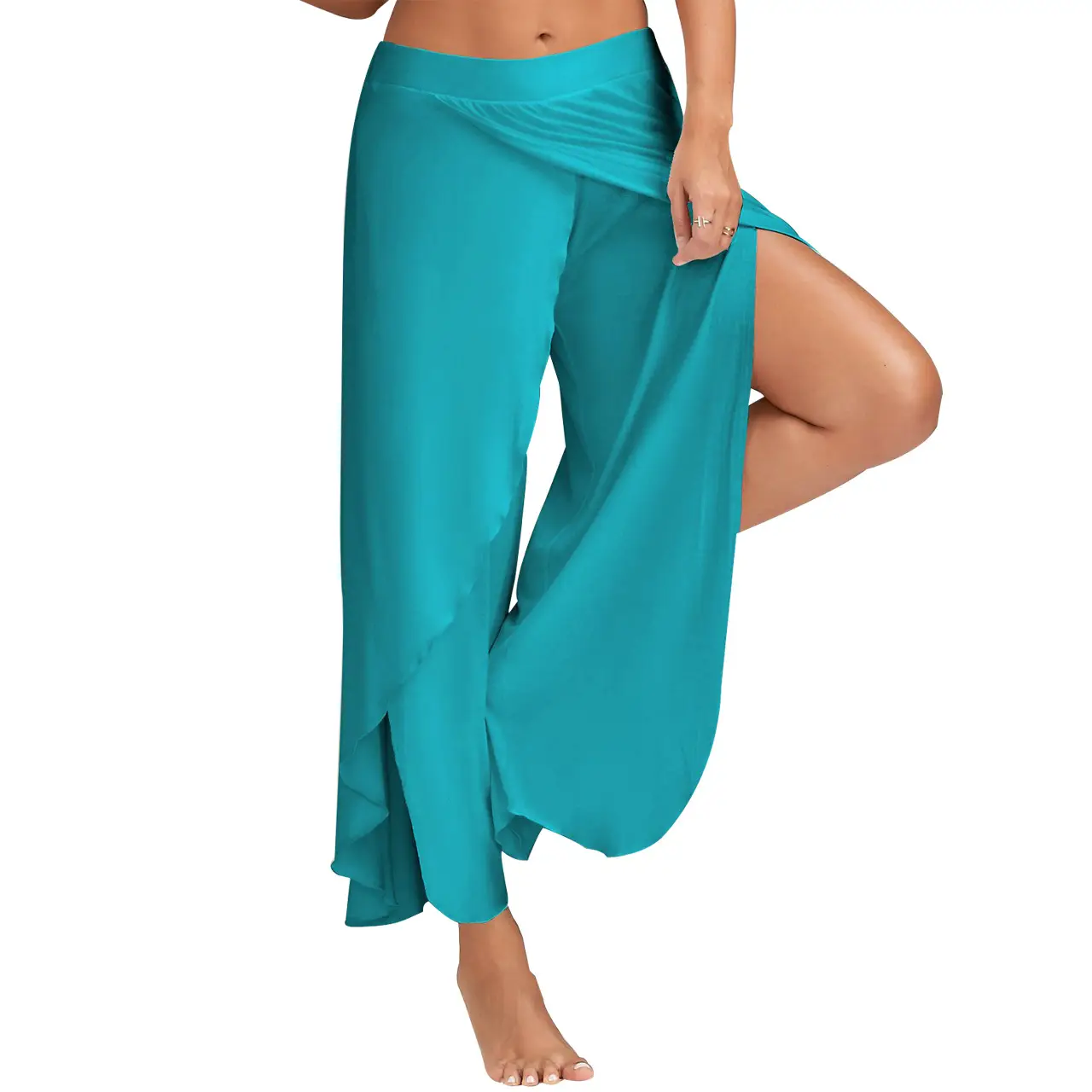 White Wide Leg Sports Yoga Pants - Image 12