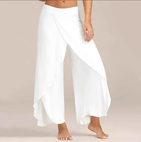 White Wide Leg Sports Yoga Pants - Image 6