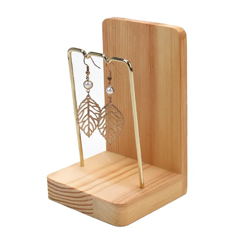 Wooden Earrings Display Rack 13-Piece Metal Brass Rod Ear Nail Rack - Image 28