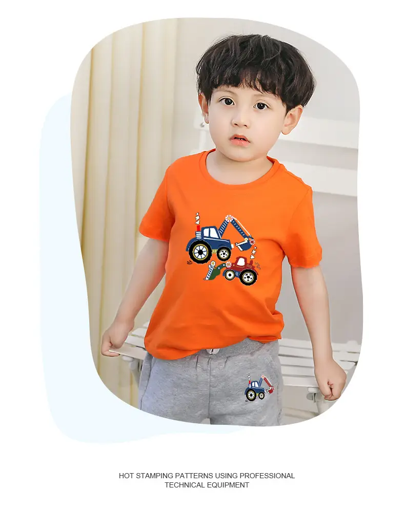 Kids Short Sleeve T-Shirt & Shorts Set Turquoise Black Work Zone Print — feature 7