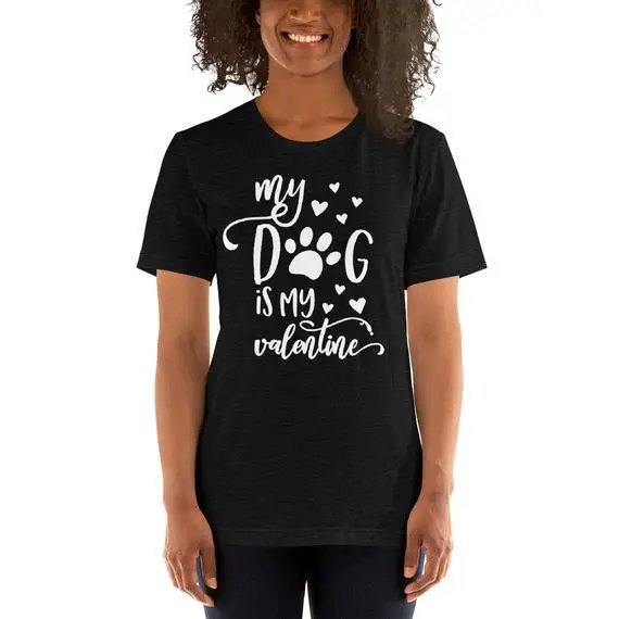 Red T-Shirt with "My Dog is My Valentine" Design - Image 2