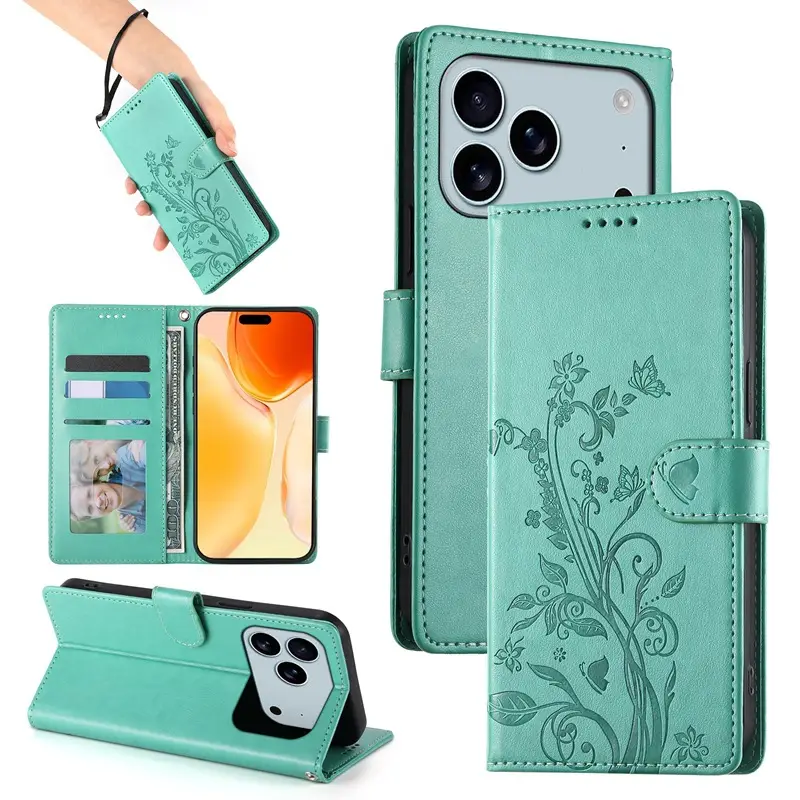 Apple17 Air Butterfly Leather Phone Case Mint Green