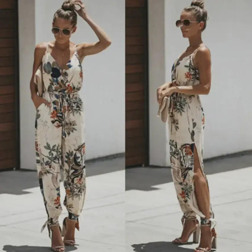 2020 Women Printed Backless Jumpsuit Cotton Summer - Image 10