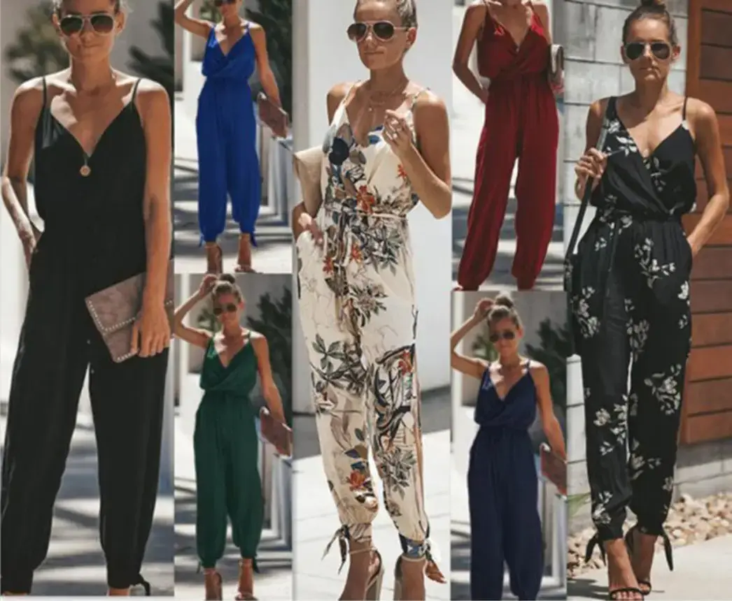2020 Women Printed Backless Jumpsuit Cotton Summer - Image 13