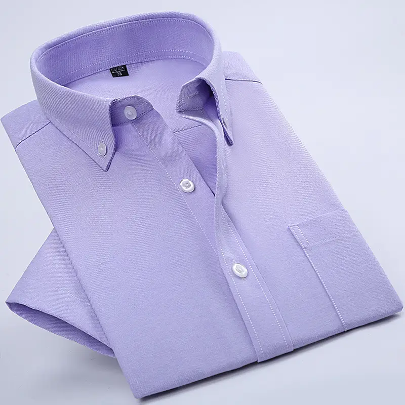 Men's Grey Oxford Short Sleeve Shirt - Image 6