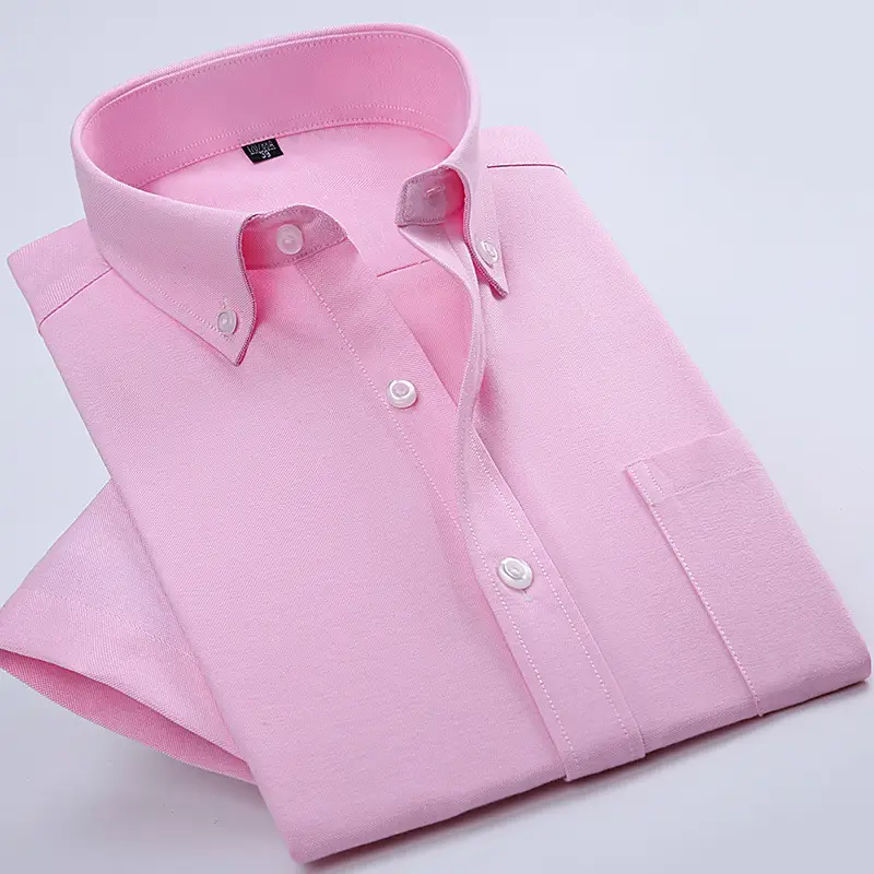 Men's Grey Oxford Short Sleeve Shirt - Image 7