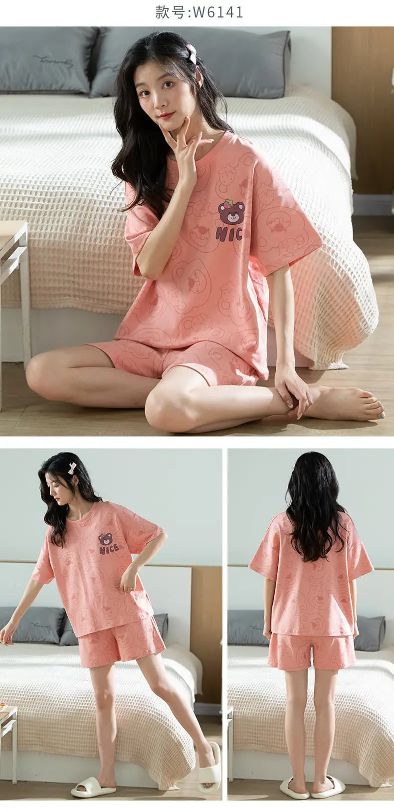 Summer Pajamas, Pure Cotton, Women's Summer Short-Sleeved Shorts Set, Summer Casual Cotton Large Size Home Clothes, Can Be Worn Outside, Wholesale — feature 14