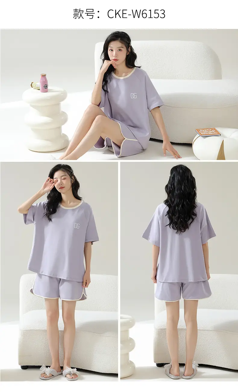 Summer Pajamas, Pure Cotton, Women's Summer Short-Sleeved Shorts Set, Summer Casual Cotton Large Size Home Clothes, Can Be Worn Outside, Wholesale — feature 16