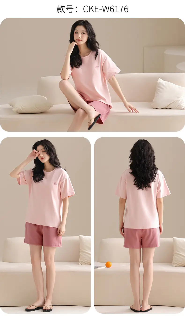 Summer Pajamas, Pure Cotton, Women's Summer Short-Sleeved Shorts Set, Summer Casual Cotton Large Size Home Clothes, Can Be Worn Outside, Wholesale — feature 18