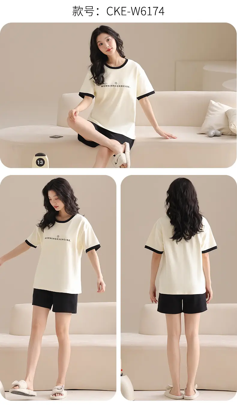 Summer Pajamas, Pure Cotton, Women's Summer Short-Sleeved Shorts Set, Summer Casual Cotton Large Size Home Clothes, Can Be Worn Outside, Wholesale — feature 20