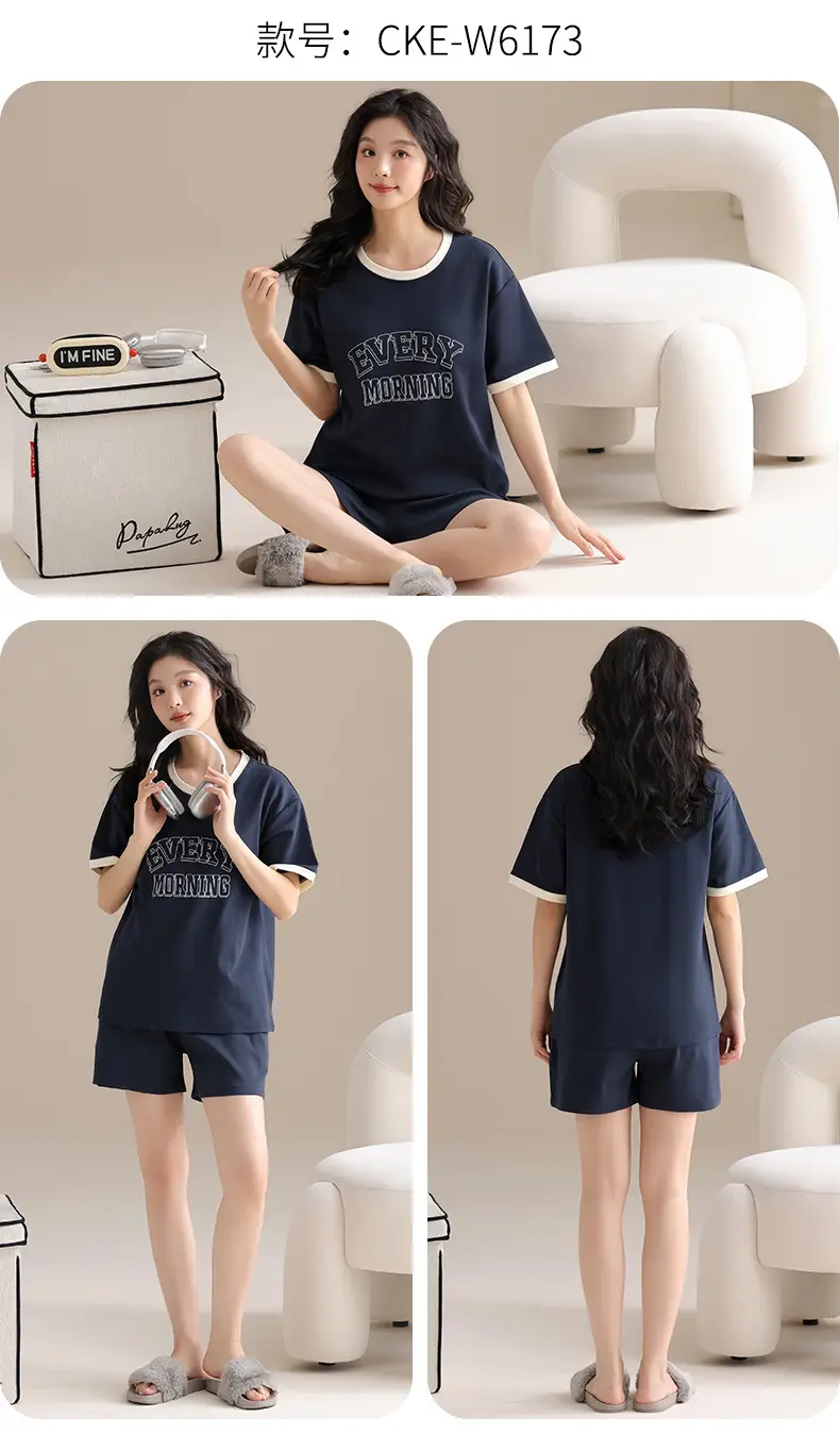 Summer Pajamas, Pure Cotton, Women's Summer Short-Sleeved Shorts Set, Summer Casual Cotton Large Size Home Clothes, Can Be Worn Outside, Wholesale — feature 21