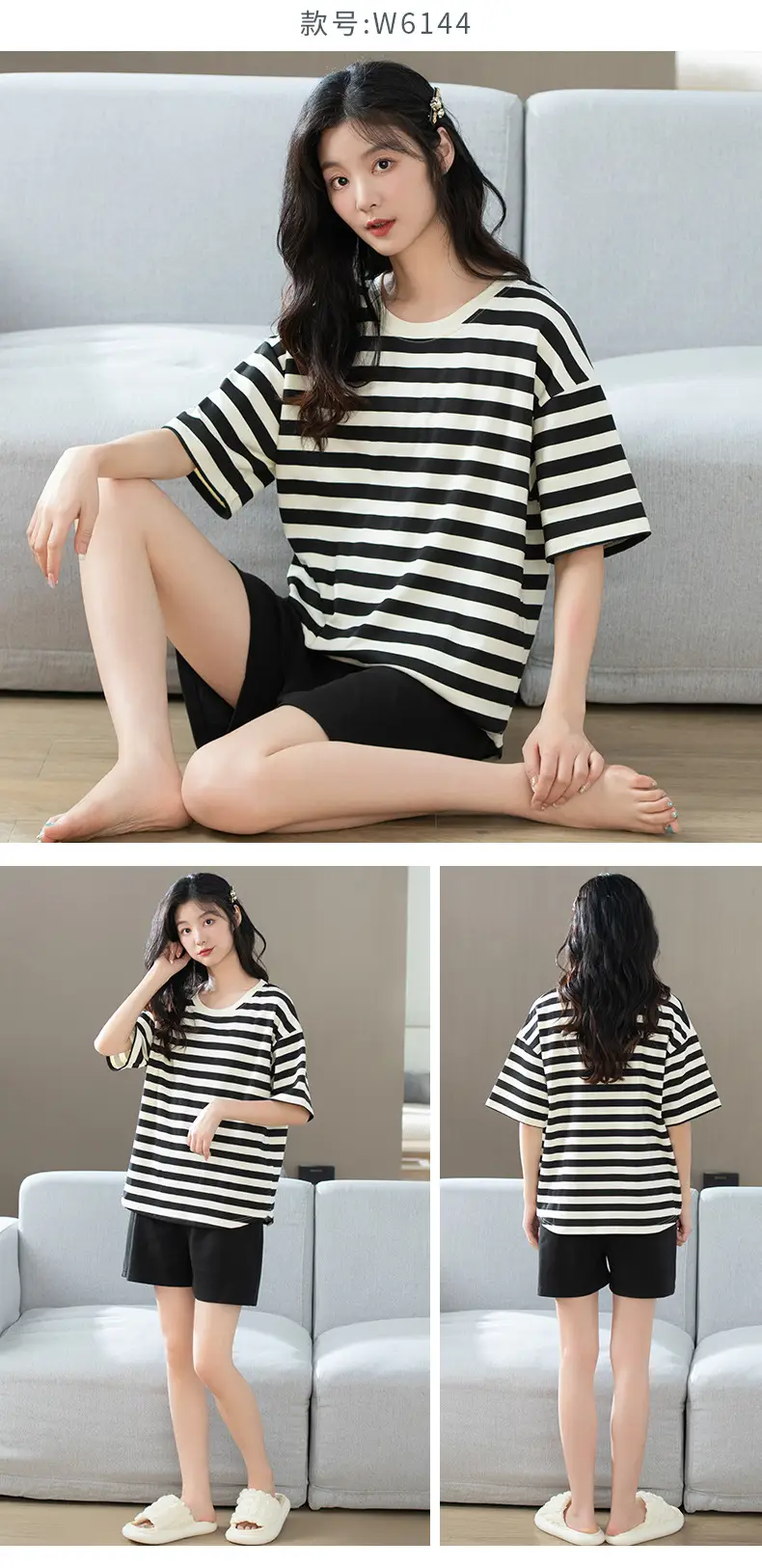 Summer Pajamas, Pure Cotton, Women's Summer Short-Sleeved Shorts Set, Summer Casual Cotton Large Size Home Clothes, Can Be Worn Outside, Wholesale — feature 23