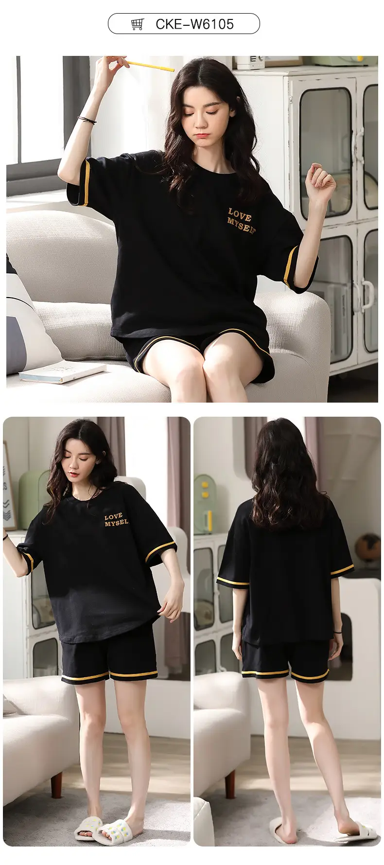 Summer Pajamas, Pure Cotton, Women's Summer Short-Sleeved Shorts Set, Summer Casual Cotton Large Size Home Clothes, Can Be Worn Outside, Wholesale — feature 24