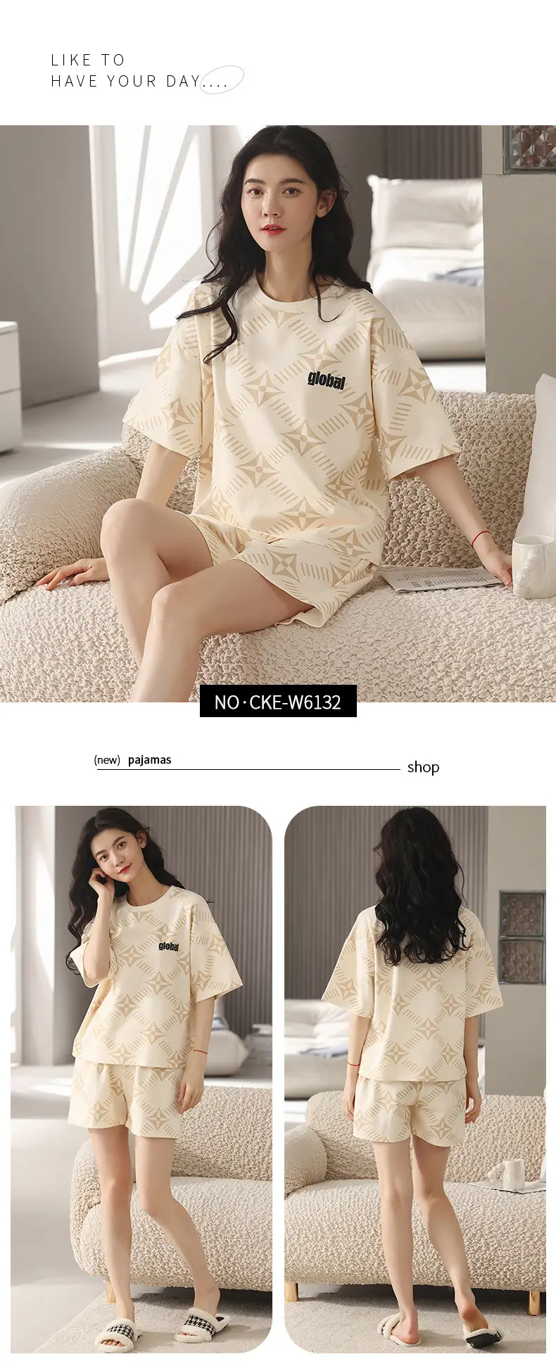 Summer Pajamas, Pure Cotton, Women's Summer Short-Sleeved Shorts Set, Summer Casual Cotton Large Size Home Clothes, Can Be Worn Outside, Wholesale — feature 25