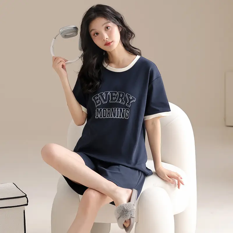 Summer Pajamas, Pure Cotton, Women's Summer Short-Sleeved Shorts Set, Summer Casual Cotton Large Size Home Clothes, Can Be Worn Outside, Wholesale