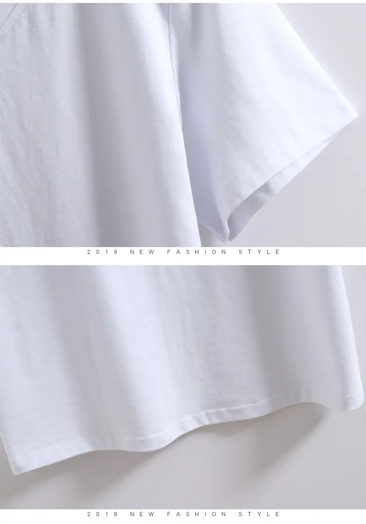 Women Cotton V-Neck T-Shirt Plus Size Loose Fit — feature 19