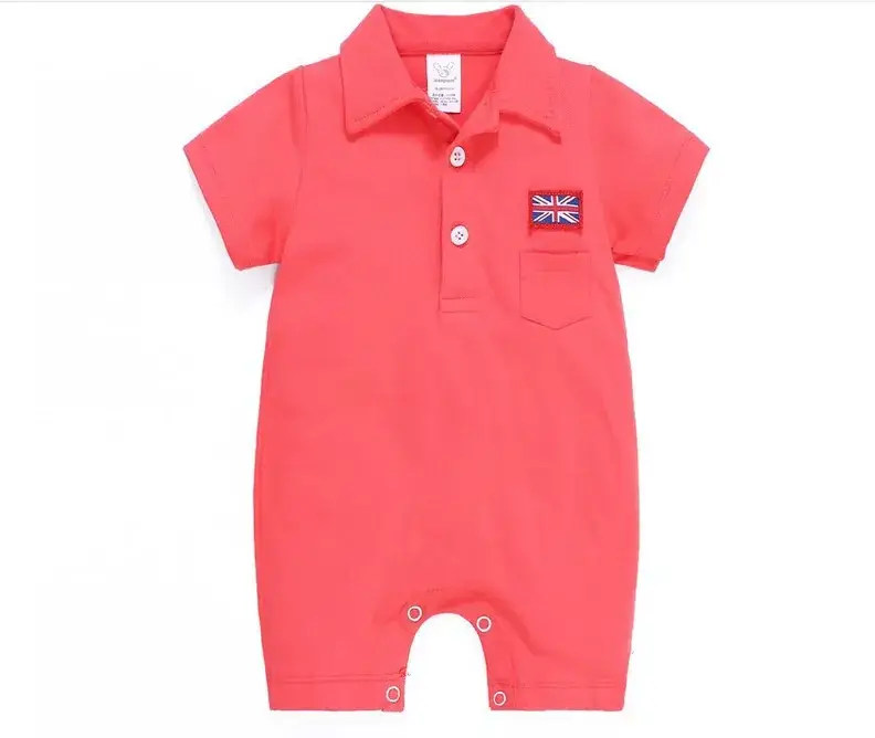 New Baby Boys Cotton Hooded Lapel Shorts Red Blue - Image 2