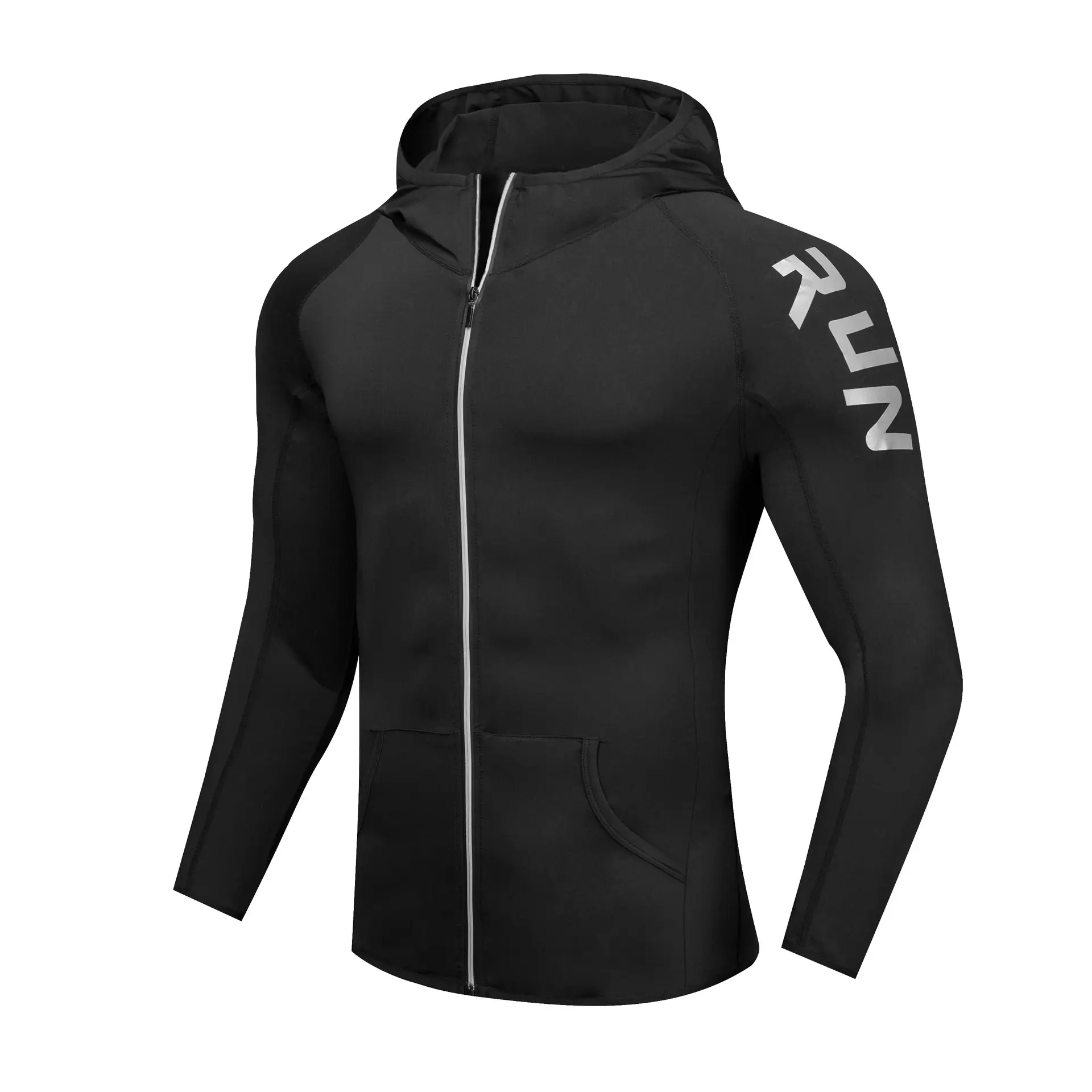 Men Black Running Track Suit with Tights & Shorts Set