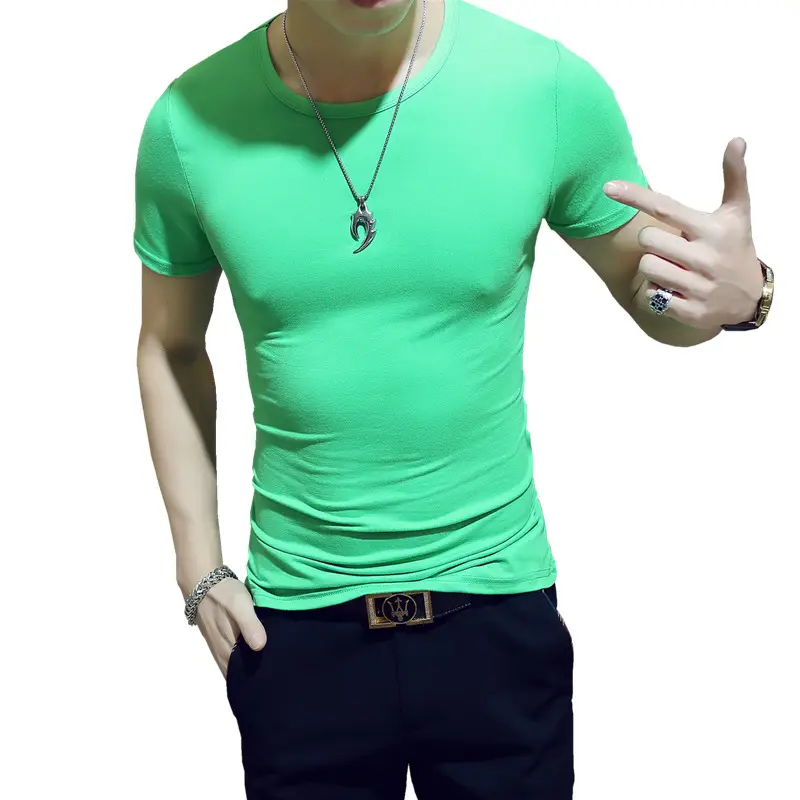 Men V-Neck Slim Fit Blue Shirt 160g - Image 14