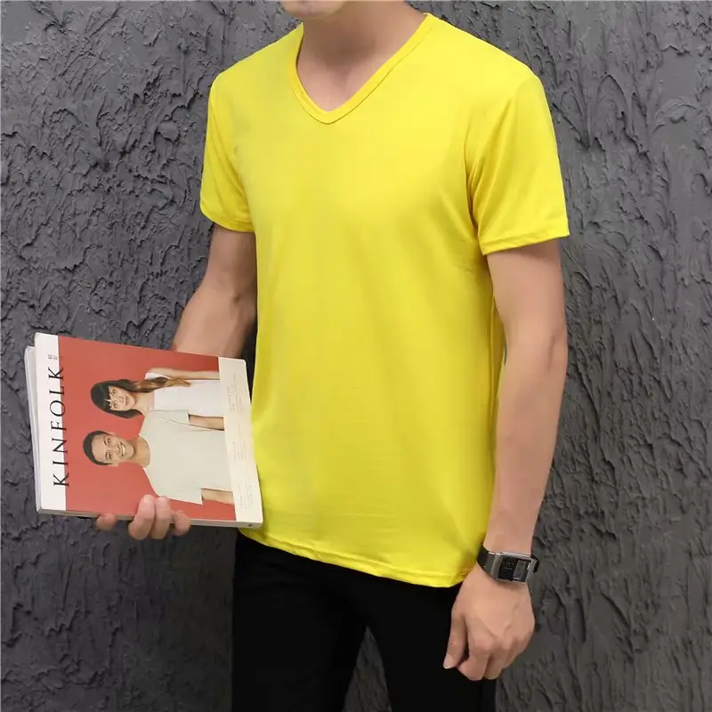 Men V-Neck Slim Fit Blue Shirt 160g - Image 20