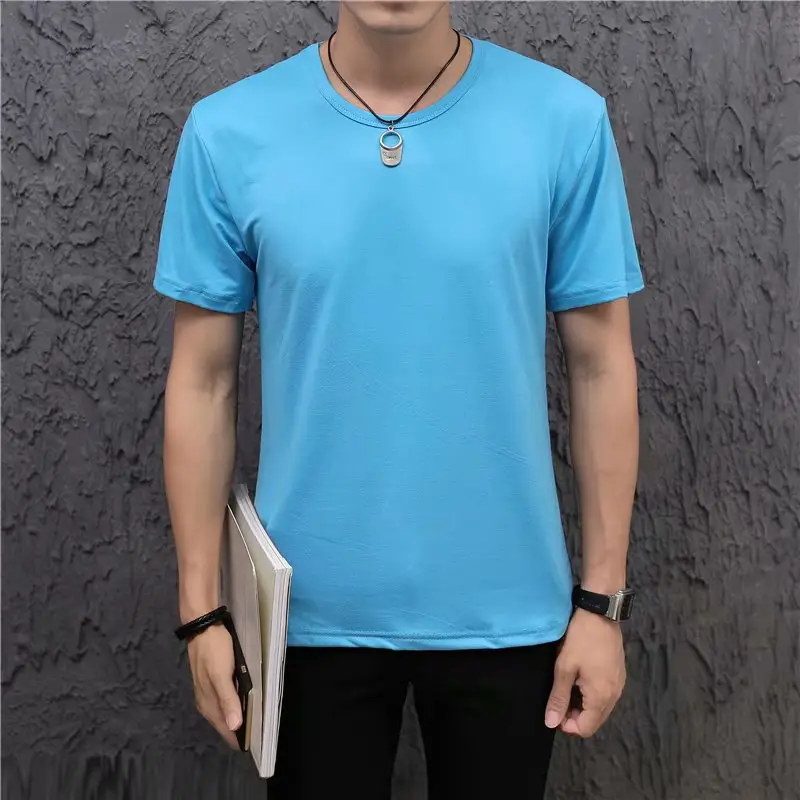 Men V-Neck Slim Fit Blue Shirt 160g - Image 23