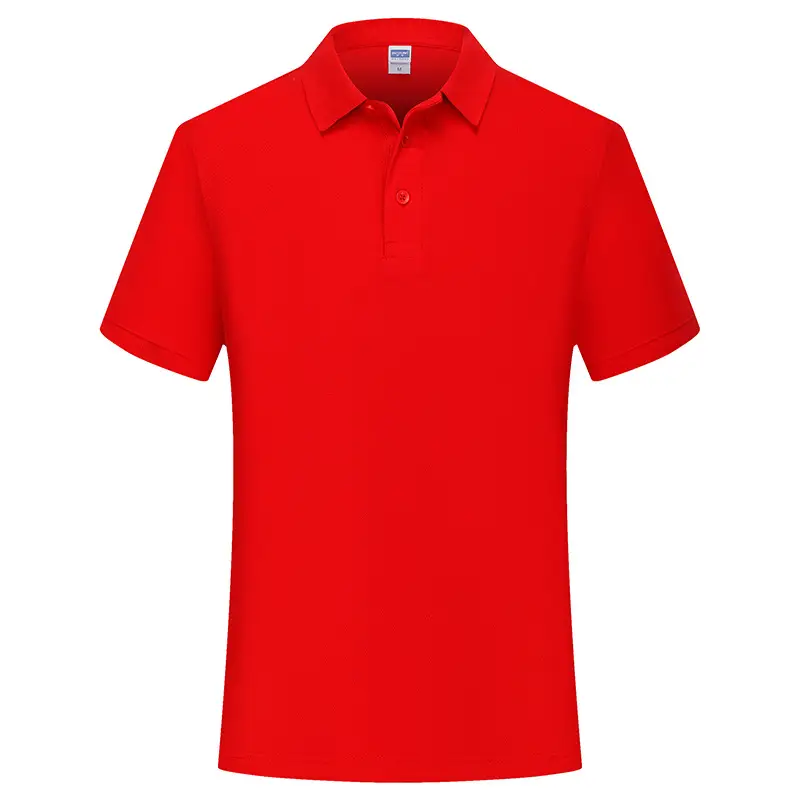 Red Polo T-Shirt with Custom Printed Logo 65Cotton - Image 2