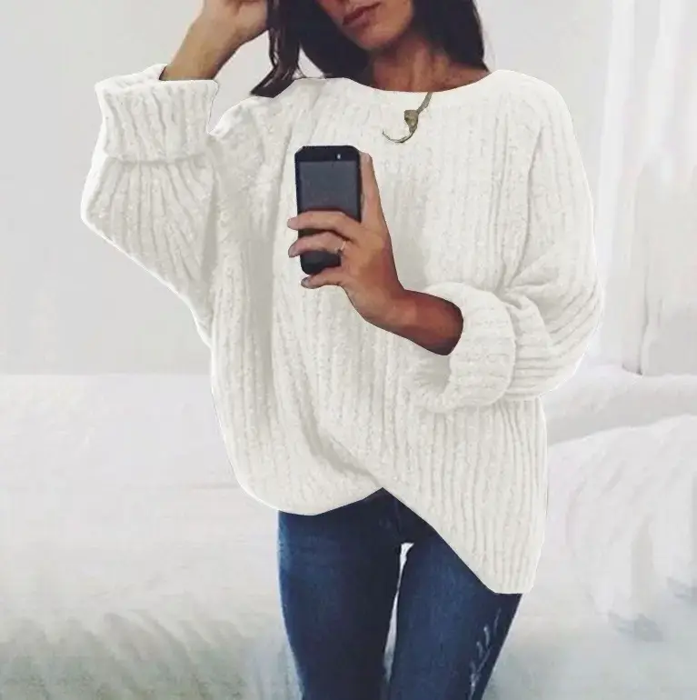 New Women's Navy Blue Crewneck Sweater Pullover