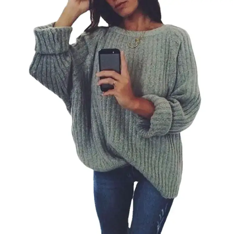 New Women's Navy Blue Crewneck Sweater Pullover