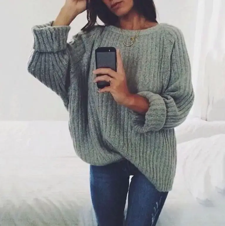 New Women's Navy Blue Crewneck Sweater Pullover