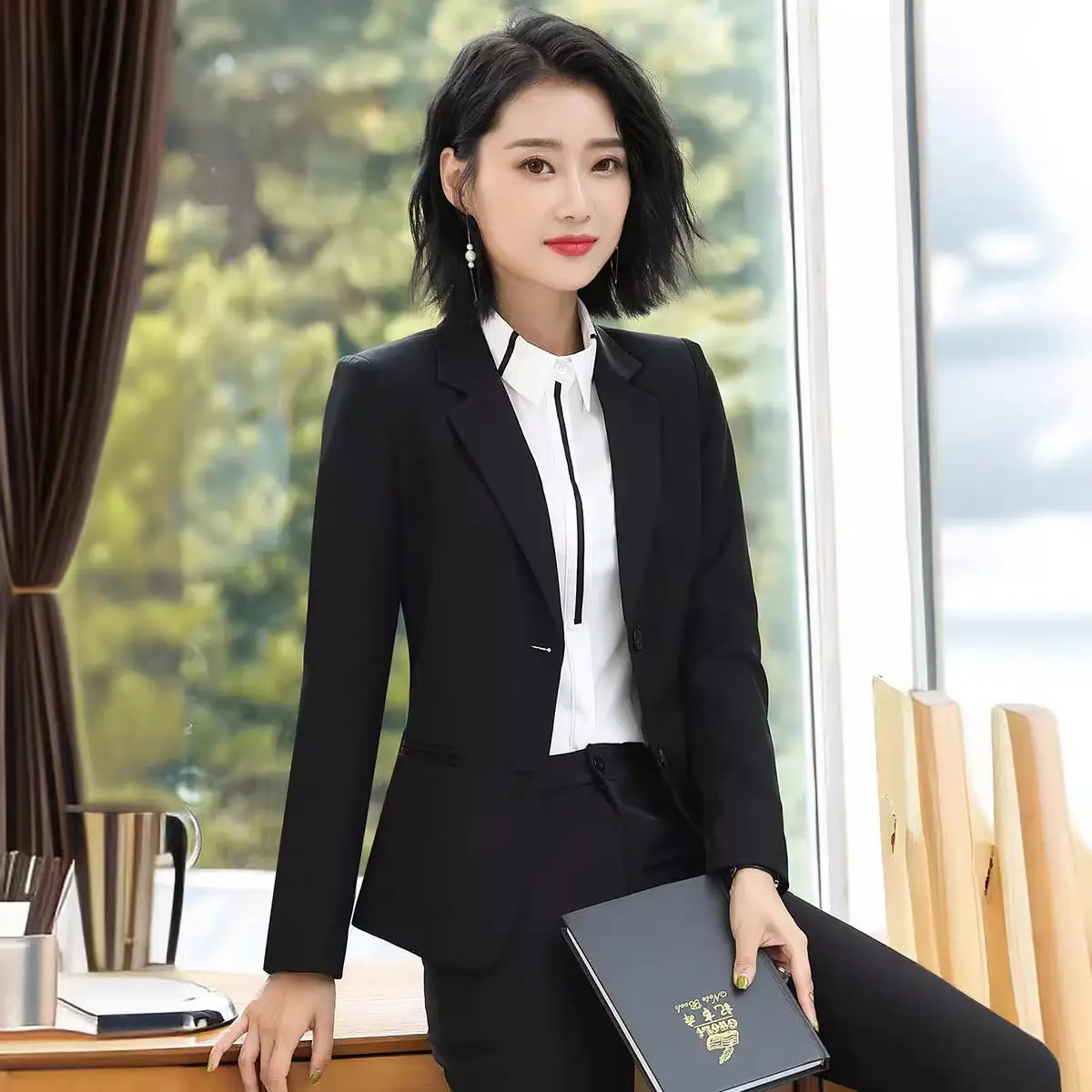 2024 Slim Fit Business Suit Women Black 3 Pcs - Image 16