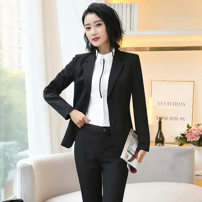 2024 Slim Fit Business Suit Women Black 3 Pcs - Image 2