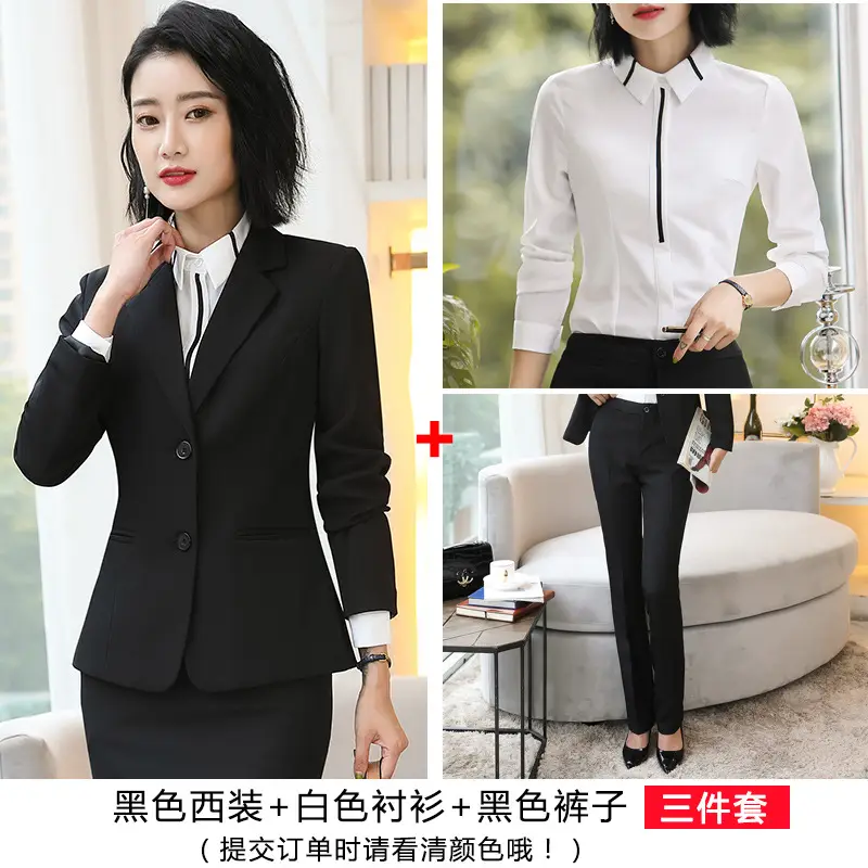 2024 Slim Fit Business Suit Women Black 3 Pcs - Image 3