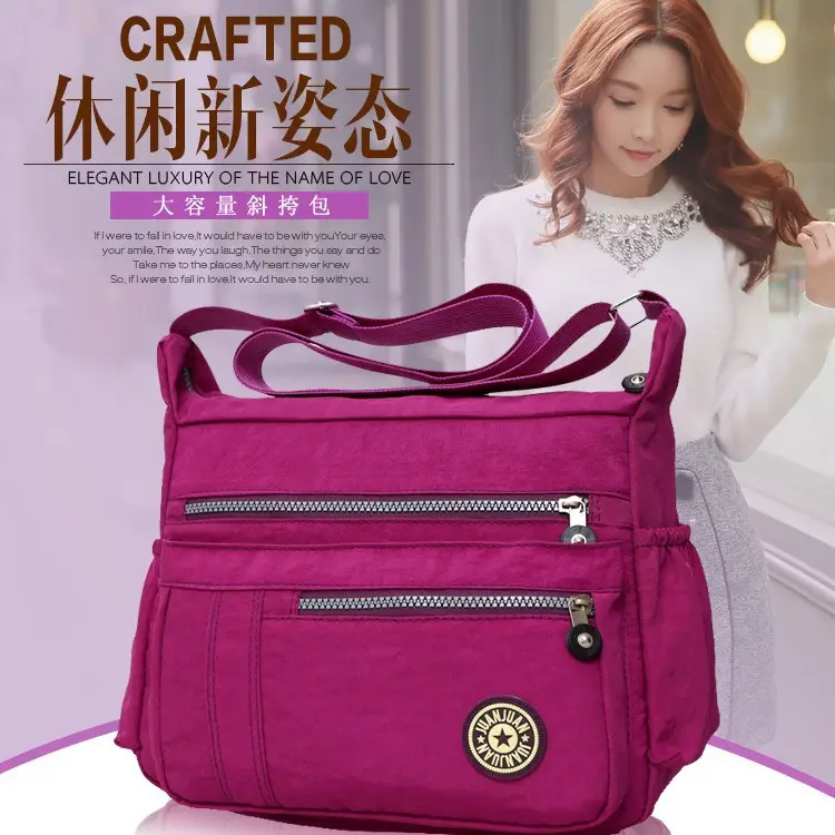Korean Style Purple Nylon Crossbody Bag for Women - Image 13