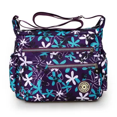 Korean Style Purple Nylon Crossbody Bag for Women - Image 5
