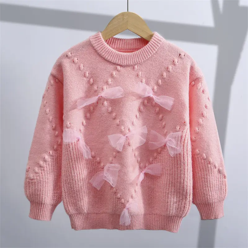 Girls' Purple Floral Knitted Sweater for Girls - Image 6