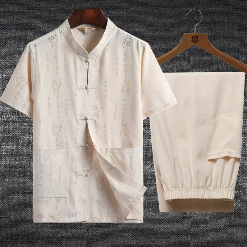 Middle-Aged Linen Tang Suit Set Chinese Style Men Cotton Linen Layman's Clothing - Image 6