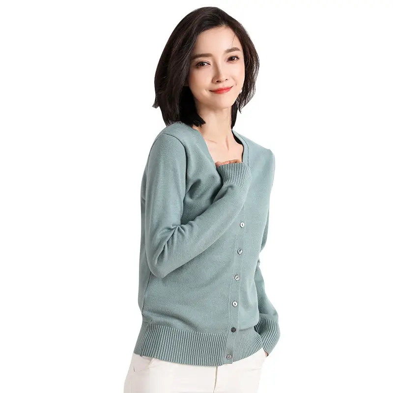 Women Wool V-Neck Cardigan Grey 2020 Early Spring - Image 25