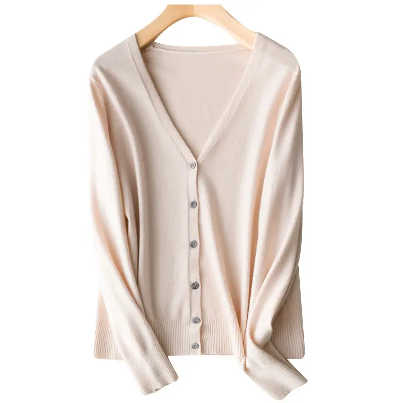 Women Wool V-Neck Cardigan Grey 2020 Early Spring - Image 26