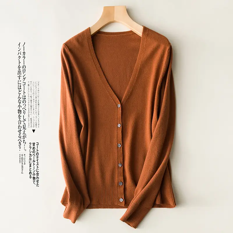 Women Wool V-Neck Cardigan Grey 2020 Early Spring - Image 12