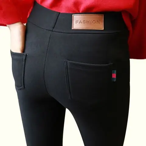 Black Slim Fit Pencil Pants Women Large Size