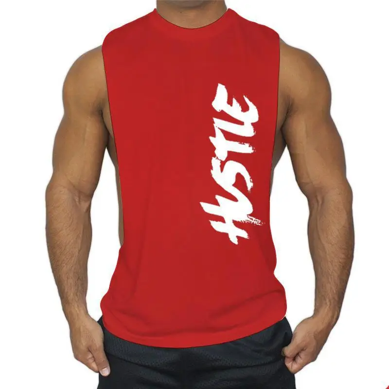 Men's Blue Sleeveless Hustle Fitness Vest - Image 3