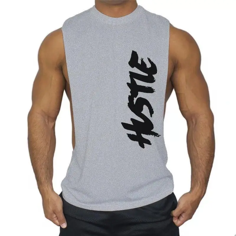 Men's Blue Sleeveless Hustle Fitness Vest - Image 4